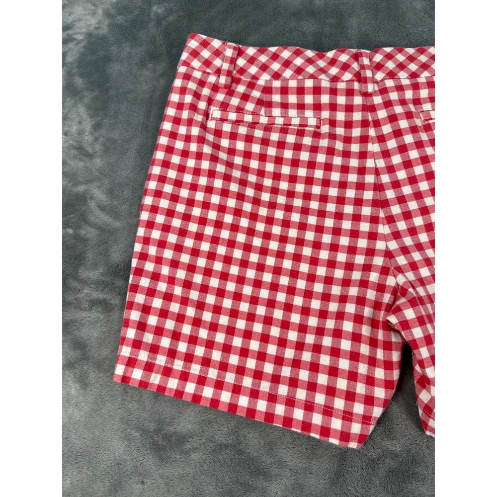 Lands End Red White Gingham‎ Shorts 10P Mid Rise Stretch 10